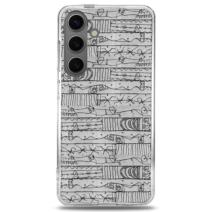 Black And White Hand Drawn Doodles Abstract Pattern Bk Samsung Galaxy S24 6.2 Inch TPU UV Case