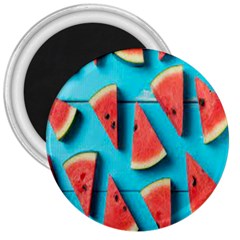 Watermelon Blue Background 3  Magnets by Azkajaya