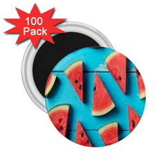 Watermelon Blue Background 2 25  Magnets (100 Pack)  by Azkajaya