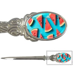 Watermelon Blue Background Letter Opener by Azkajaya