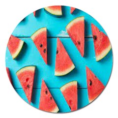 Watermelon Blue Background Magnet 5  (round) by Azkajaya