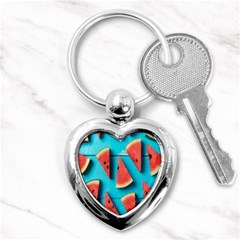 Watermelon Blue Background Key Chain (heart) by Azkajaya