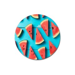 Watermelon Blue Background Magnet 3  (round) by Azkajaya