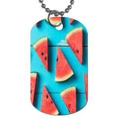 Watermelon Blue Background Dog Tag (two Sides) by Azkajaya