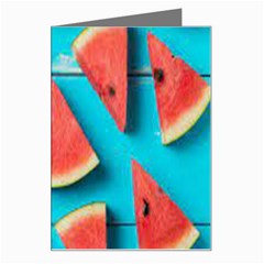 Watermelon Blue Background Greeting Card by Azkajaya