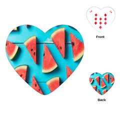 Watermelon Blue Background Playing Cards Single Design (heart)