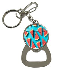 Watermelon Blue Background Bottle Opener Key Chain by Azkajaya