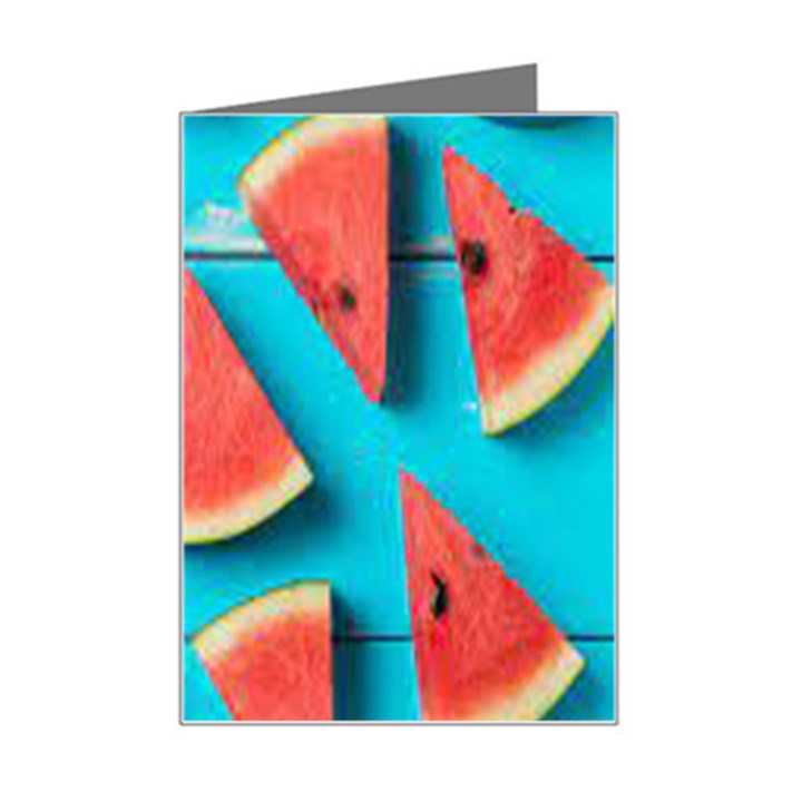 Watermelon Blue Background Mini Greeting Card