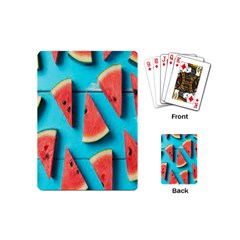 Watermelon Blue Background Playing Cards Single Design (mini) by Azkajaya