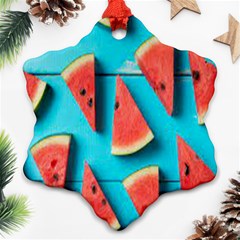 Watermelon Blue Background Ornament (snowflake)