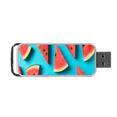 Watermelon Blue Background Portable Usb Flash (one Side) by Azkajaya