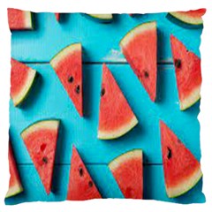 Watermelon Blue Background Large Cushion Case (two Sides) by Azkajaya