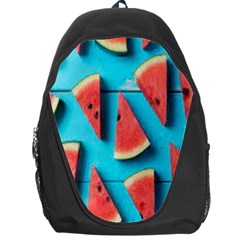 Watermelon Blue Background Backpack Bag by Azkajaya