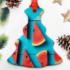 Watermelon Blue Background Ornament (christmas Tree) 