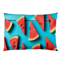 Watermelon Blue Background Pillow Case (two Sides) by Azkajaya