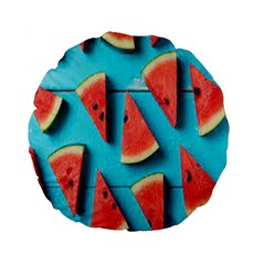 Watermelon Blue Background Standard 15  Premium Flano Round Cushions by Azkajaya