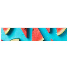 Watermelon Blue Background Small Premium Plush Fleece Scarf