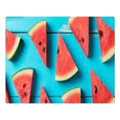 Watermelon Blue Background Premium Plush Fleece Blanket (large) by Azkajaya