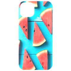 Watermelon Blue Background Iphone 15 Pro Black Uv Print Pc Hardshell Case by Azkajaya