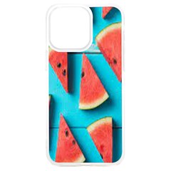 Watermelon Blue Background Iphone 15 Plus Tpu Uv Print Case by Azkajaya