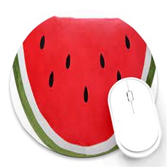 Watermelon Pillow Fluffy Round Mousepad by Azkajaya