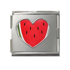 Watermelon Pillow Fluffy Mega Link Heart Italian Charm (18mm) by Azkajaya