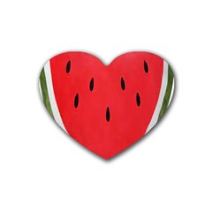 Watermelon Pillow Fluffy Rubber Coaster (heart) by Azkajaya