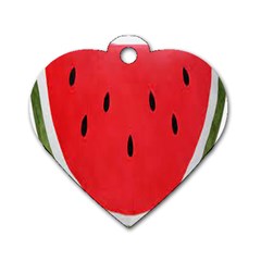 Watermelon Pillow Fluffy Dog Tag Heart (two Sides) by Azkajaya