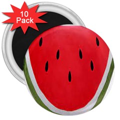 Watermelon Pillow Fluffy 3  Magnets (10 Pack)  by Azkajaya