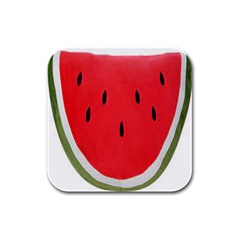 Watermelon Pillow Fluffy Rubber Square Coaster (4 Pack) by Azkajaya