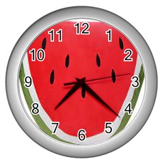 Watermelon Pillow Fluffy Wall Clock (silver) by Azkajaya