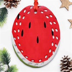 Watermelon Pillow Fluffy Ornament (oval Filigree) by Azkajaya