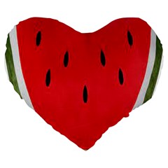 Watermelon Pillow Fluffy Large 19  Premium Heart Shape Cushions by Azkajaya