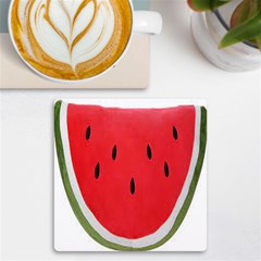 Watermelon Pillow Fluffy Uv Print Square Tile Coaster  by Azkajaya