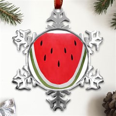 Watermelon Pillow Fluffy Metal Small Snowflake Ornament by Azkajaya