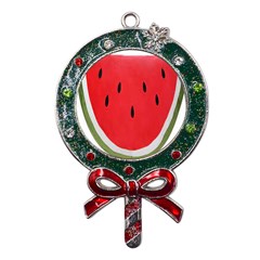 Watermelon Pillow Fluffy Metal X mas Lollipop With Crystal Ornament by Azkajaya