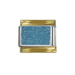 White And Blue Brick Wall Gold Trim Italian Charm (9mm) by Azkajaya