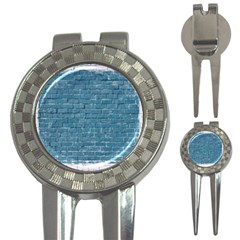 White And Blue Brick Wall 3-in-1 Golf Divots by Azkajaya