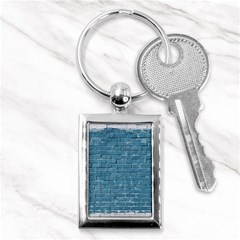 White And Blue Brick Wall Key Chain (rectangle) by Azkajaya