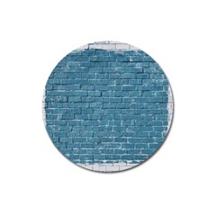 White And Blue Brick Wall Magnet 3  (round) by Azkajaya