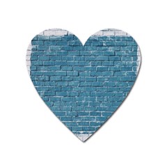 White And Blue Brick Wall Heart Magnet by Azkajaya