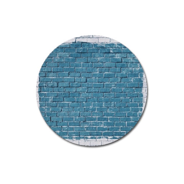 White And Blue Brick Wall Magnet 3  (Round)