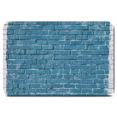 White And Blue Brick Wall Large Doormat by Azkajaya