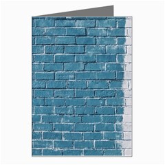 White And Blue Brick Wall Greeting Card by Azkajaya