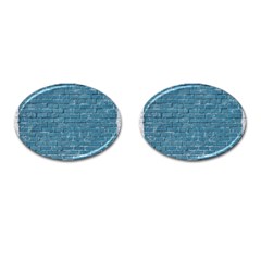 White And Blue Brick Wall Cufflinks (oval) by Azkajaya