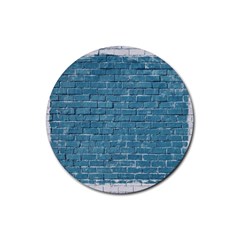 White And Blue Brick Wall Rubber Coaster (round) by Azkajaya