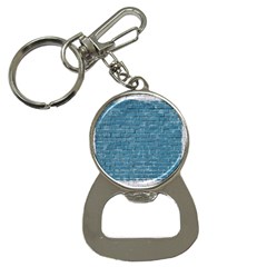 White And Blue Brick Wall Bottle Opener Key Chain by Azkajaya