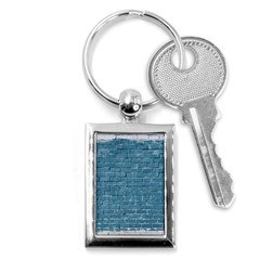 White And Blue Brick Wall Key Chain (rectangle) by Azkajaya