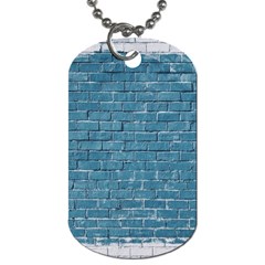 White And Blue Brick Wall Dog Tag (one Side)