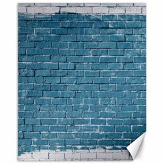 White And Blue Brick Wall Canvas 11  X 14  by Azkajaya